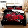 Комплект пододеяльников с красными розами, королевский размер, полный 3D комплект постельного белья, наволочка с цветами, стеганое белье, односпальная двуспальная кровать 220x240, 200x200