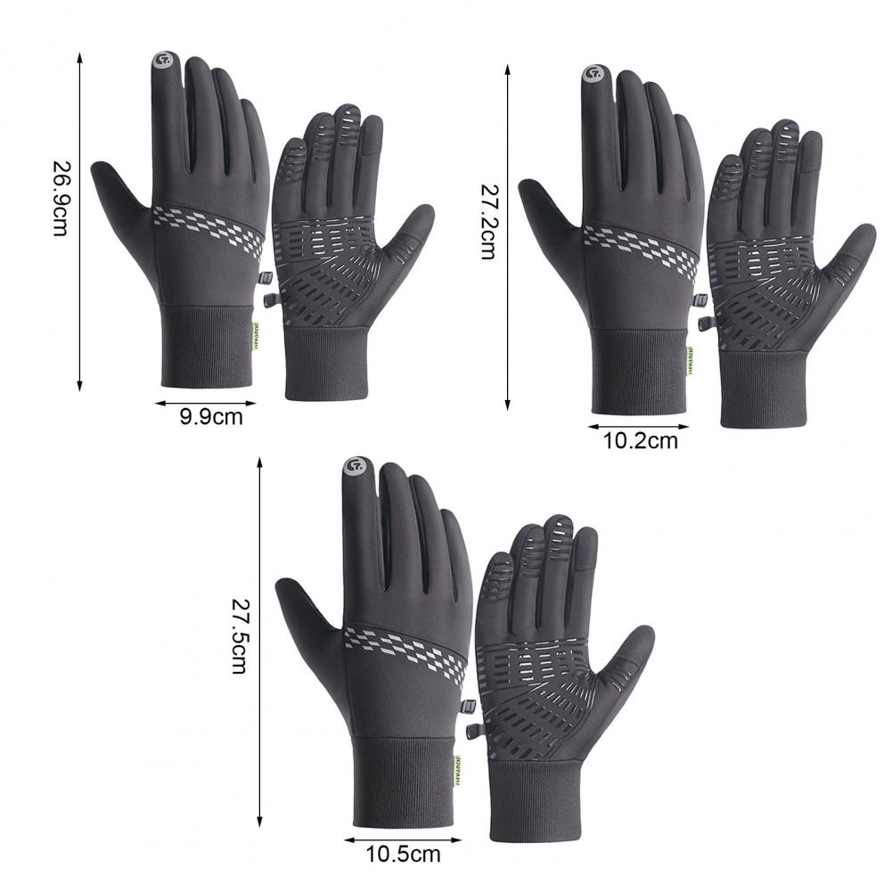 1 Pair Cycling Thermal Gloves Waterproof Windproof Winter Touchscreen Non-Slip Silicone Grip Fleece Lined Warm Gloves for Skiing