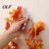 Simulated Foliage for Porch 2Pcs Artificial Fall Leaves Garland, Autumn Maple Leaf Vines Thanksgiving Garland Mantle Decor, Faux Indoor Outdoor