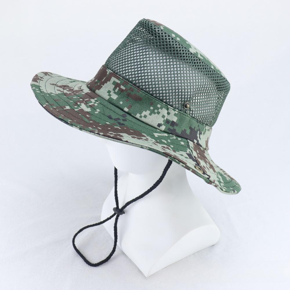 Camouflage Sun Hat for Men Summer Big Eave Sunshade Hat Outdoor Sport Climbing Hat Fishing Caps for Men Foldable with Buckle