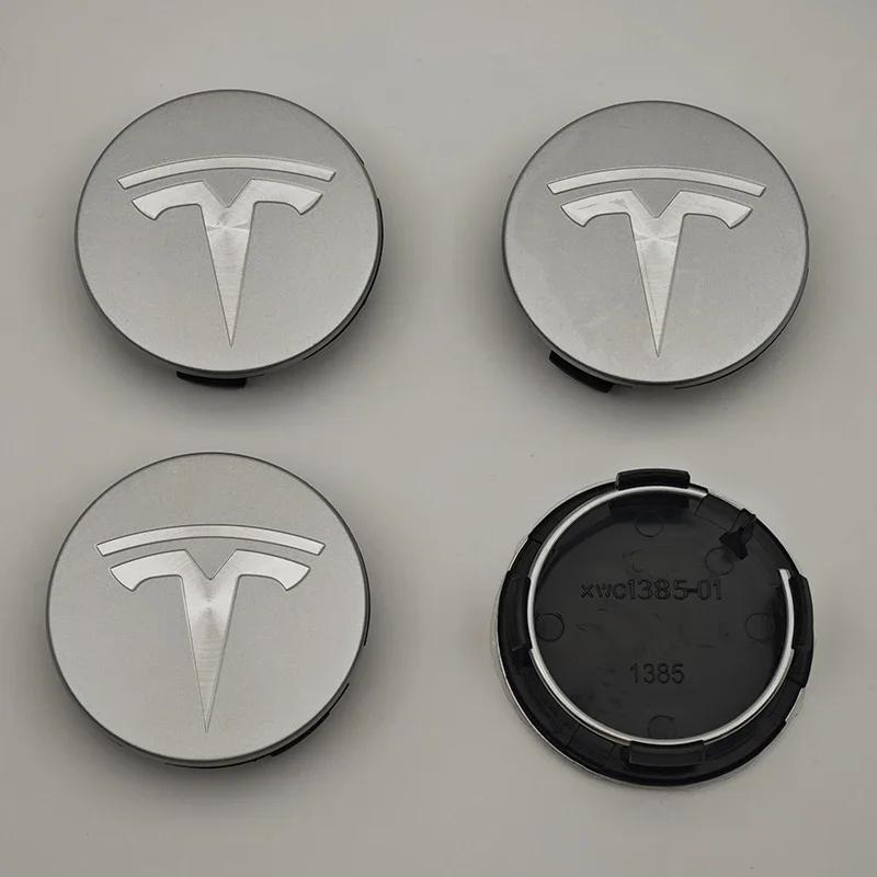 Автомобильная наклейка Tesla 4 шт./комплект ABS 56 мм Оригинальные колпачки центральных отверстий колес Tesla Логотип Эмблема Для дисков Tesla Model 3 Y S X Колпачки ступиц