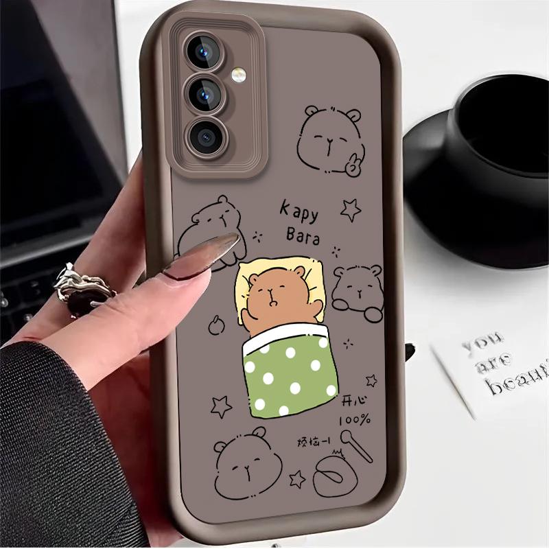 Забавный уютный чехол-подушка с капибарой для Samsung Galaxy A37 A36 A35 A34 A33 A32 A26 A24 A23 A17 A16 A15 A14 A13 A12 4G 5G A07 A06