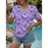 YYFS Женские модные повседневные летние весенние блузки и рубашки с цветочным узором и коротким рукавом с v-образным вырезом
