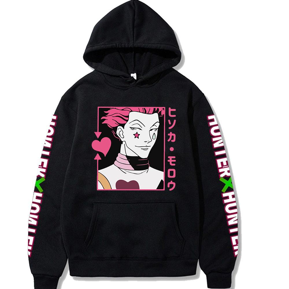 Fashion Women Japanese Anime Hunter X Hunter Hisoka Print Hoodie Long Sleeve Drawstring Sweatshirt Unisex Pullover Top