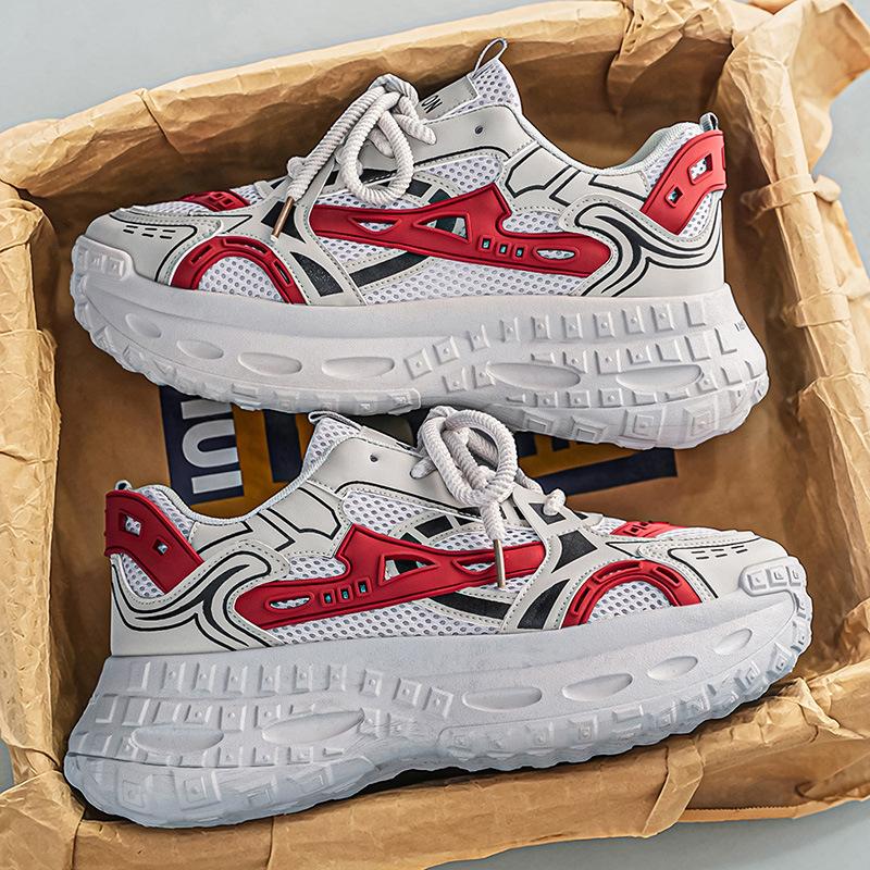 Mens Breathable Mesh Thick Sole Height Increasing Casual Sports Dad Sneakers