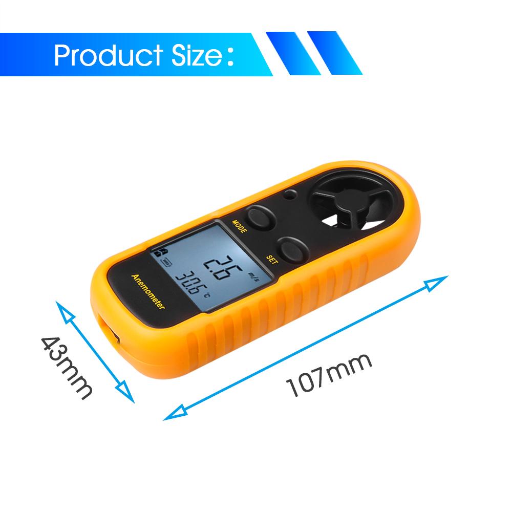 Цифровой анемометр, измеритель скорости ветра-10 ~ 45C, тестер температуры Anemometro с ЖК-дисплеем с подсветкой