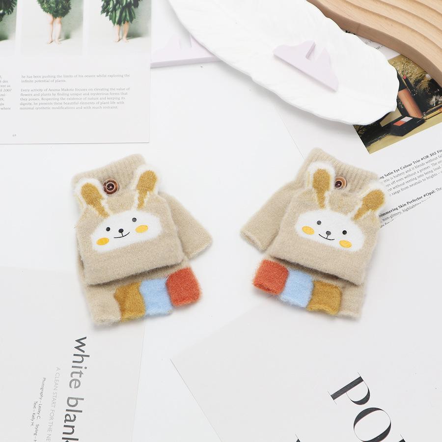 Kids' Winter Fingerless Flip-Top Writing Gloves – Warm Half-Finger Gloves for Boys & Girls