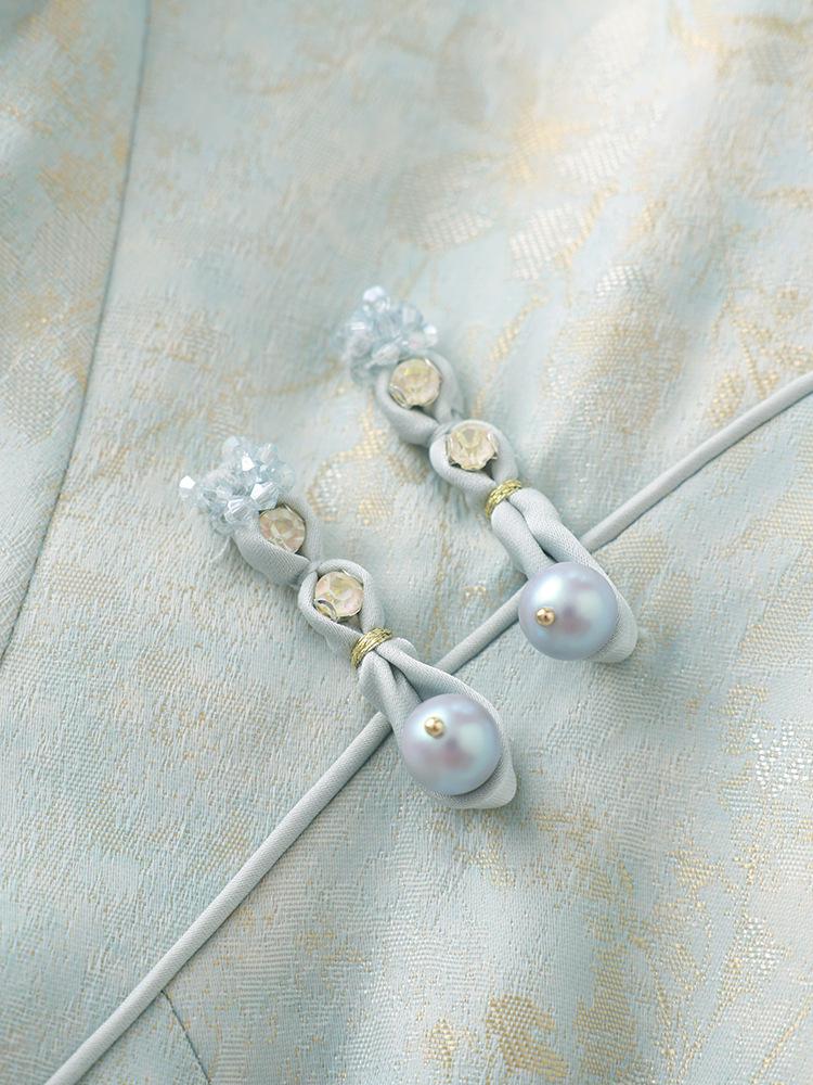 Nanyou Spring New Chinese Style Jacquard Satin Crepe Qipao Dress for Women