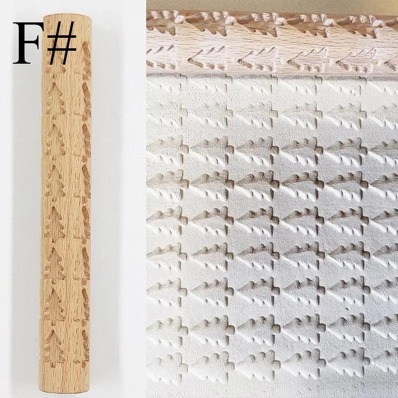 1pc Wooden Texture Rolling Pin Ceramic Pottery Art Embossed Rod Flower Pattern Mud Roll Roll Reliefs DIY Clay Craft Tool