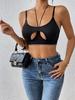 Новый европейский и американский топ-халтер на бретелях с вырезами, сексуальный кроп-топ для женщин