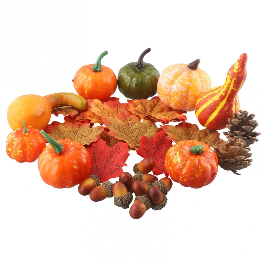 Artificial Decor For Display Maple Leaves Pinecones