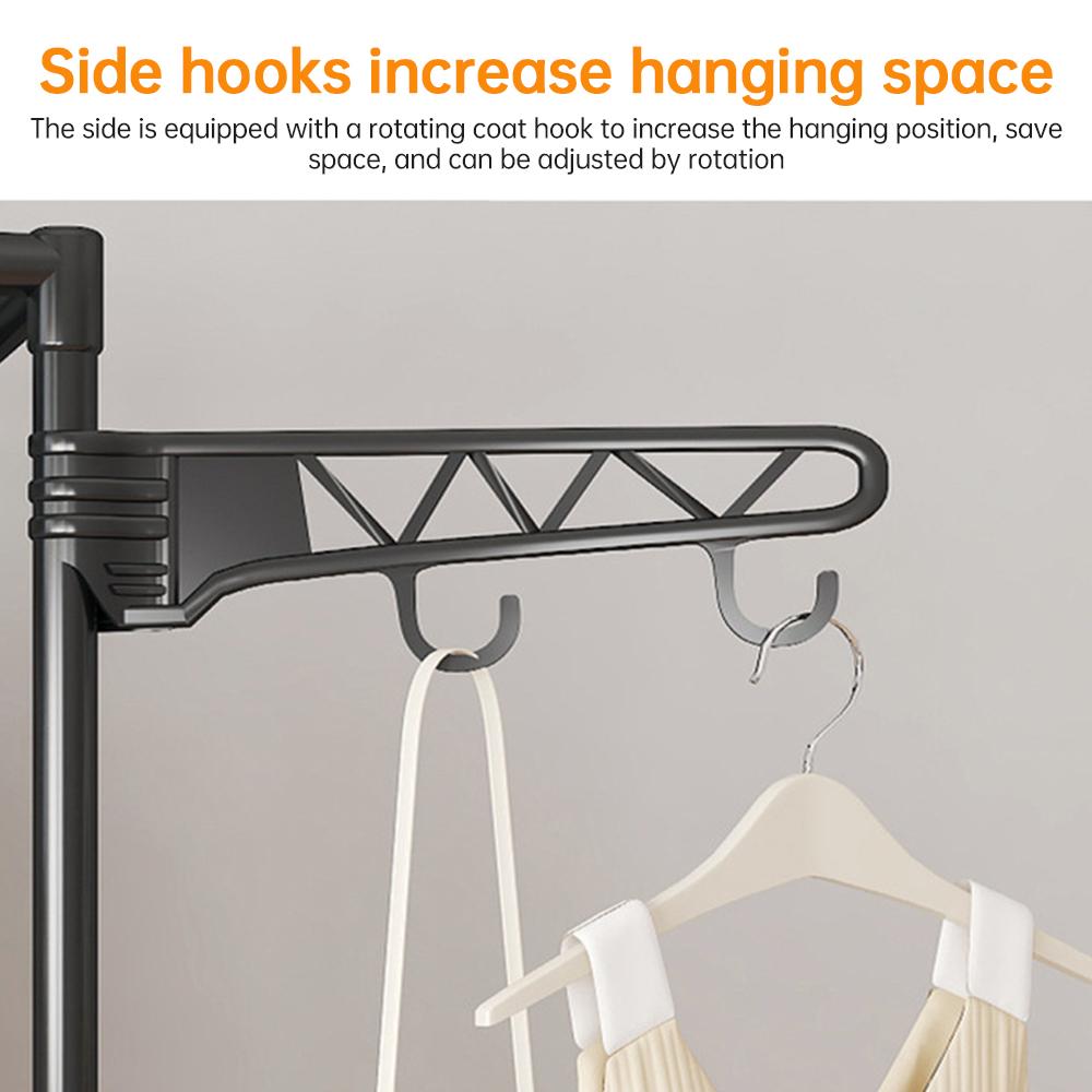 Double Rod Clothes Rack with 6 Storage Shelves Durable Steel Pipe Garment Rack Clothing Rack with 2