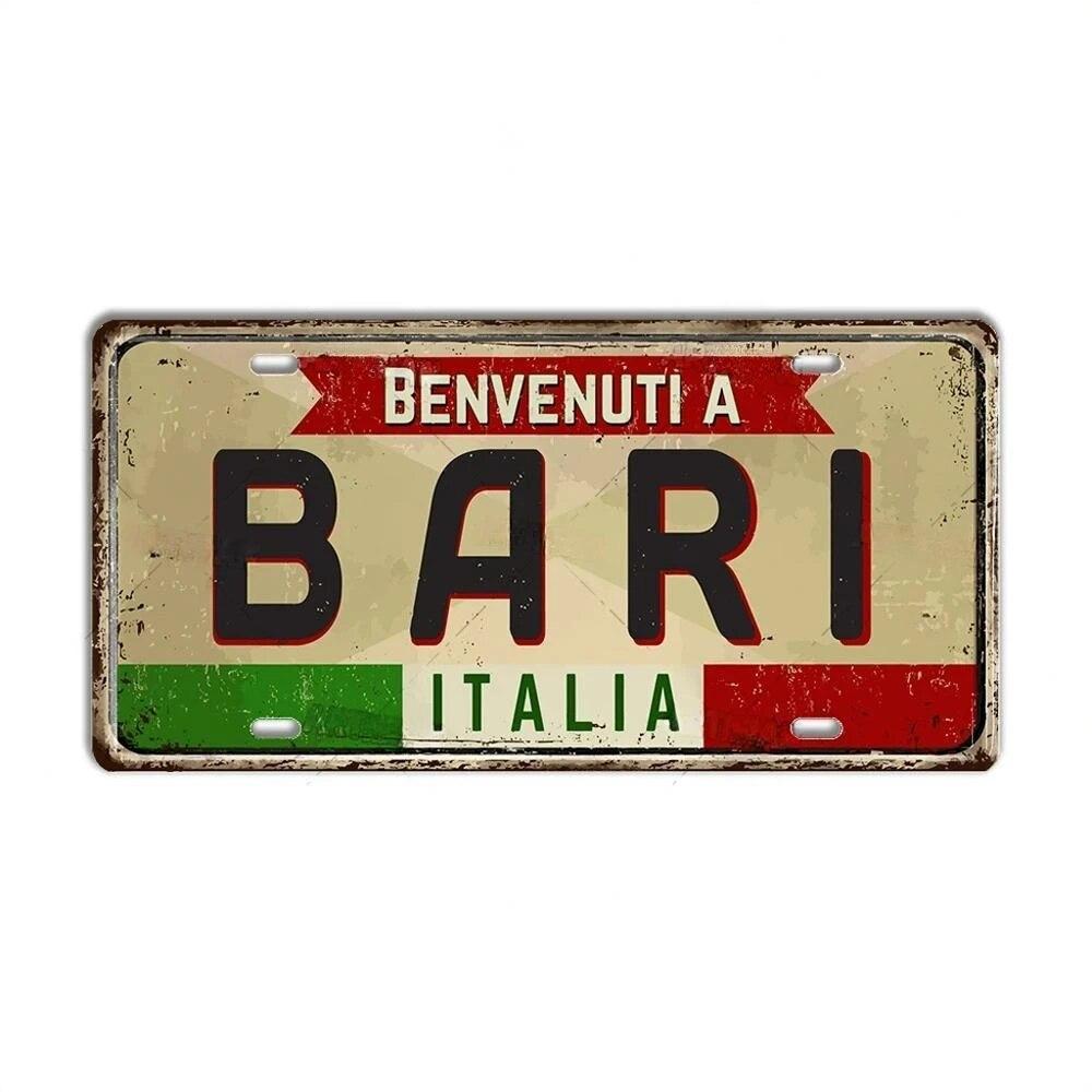 FJ Metal Tin Signs ITALY License Plate City State Tin Plaque Landmark Posters Wall Garage Bar Pub Decors