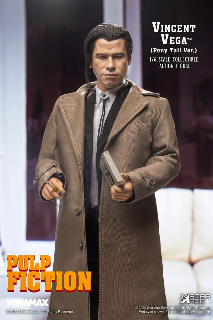 Star Ace Toys Pulp Fiction Vincent Vega Ponytail Scale Painted Action Figure 2.0 Ver. 1/6
