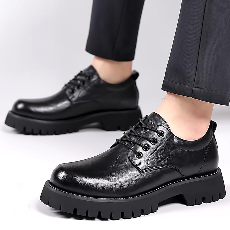 Модные мужские туфли из кожи на толстой подошве. Удобные и нескользящие. Повседневные, деловые, мужские туфли для вечеринок, роскошные кожаные туфли.