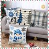 New Blue Christmas Pillow Case Cute Snowman Super Soft Printed Home Sofa Holiday Decoration Pillow Case