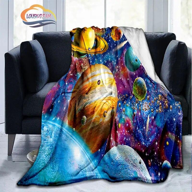 Space Universe and Many Planets In Galaxy Series Fashion Flannel Blanket Solar System Wallpaper Blanket Sofa Bed Warm