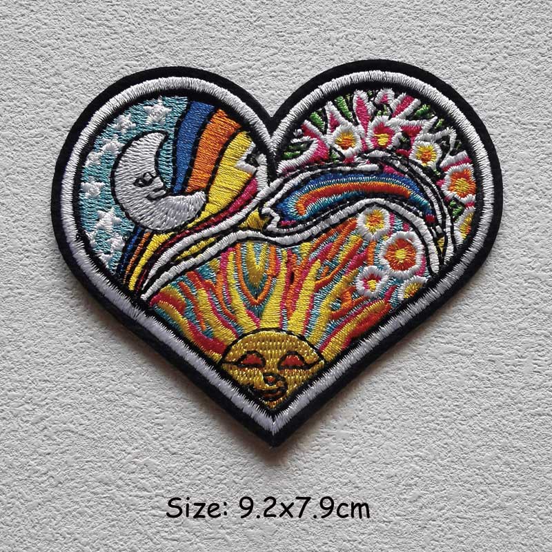 Вышитая нашивка с изображением животного, красочный солнечный единорог, цветок, грибное сердце, плавкие термопереводные картинки, новый аксессуар для одежды из ткани «сделай сам», теплопередача