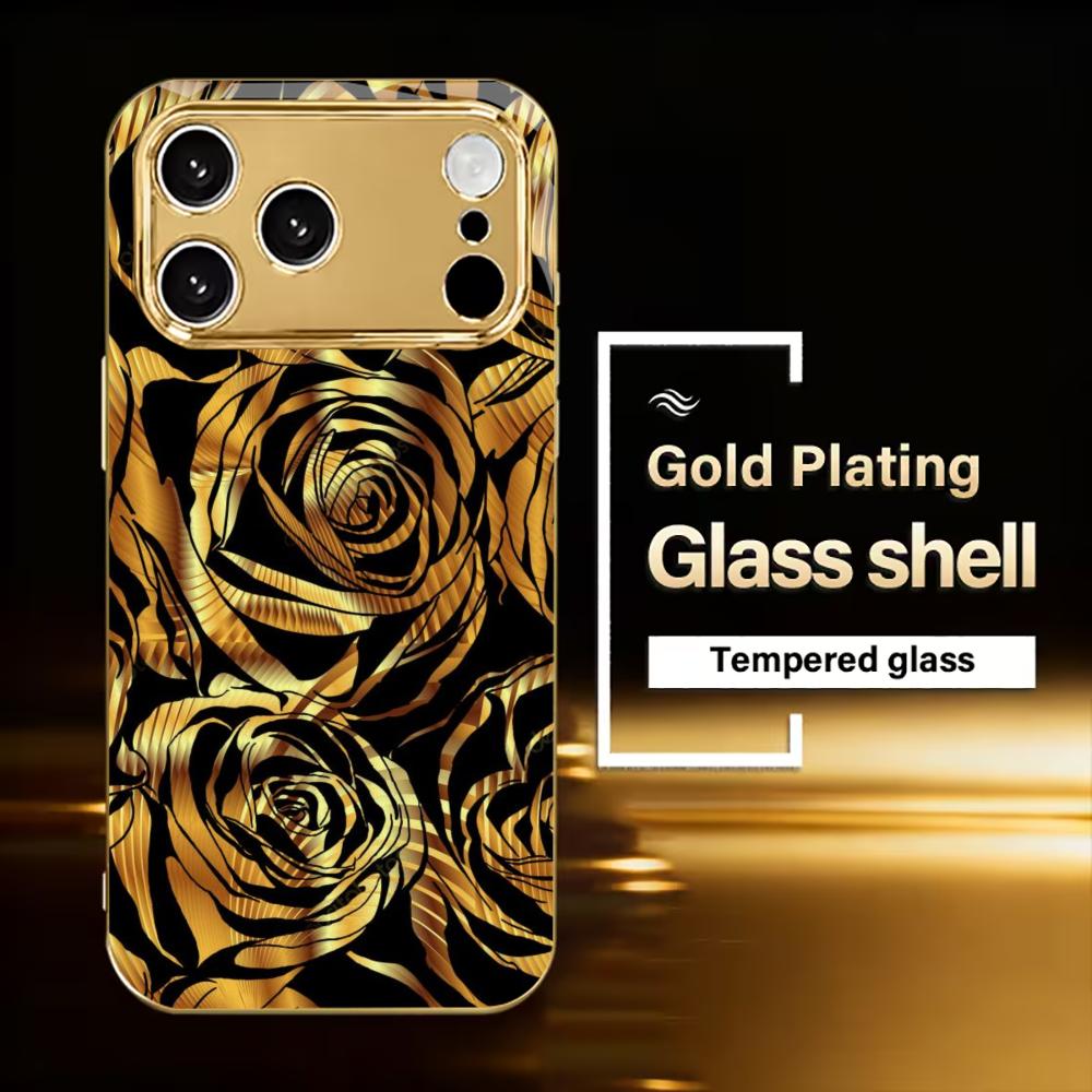 Роскошный черный и золотой чехол для телефона с изображением розы для iPhone 17 Pro Max, чехол для iPhone 17 16 15 14 13 12 11 Pro Plus