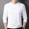 Осенне-зимняя хлопковая футболка с длинными рукавами, мужская осенняя рубашка с прошитыми манжетами, повседневный свитер с круглым вырезом