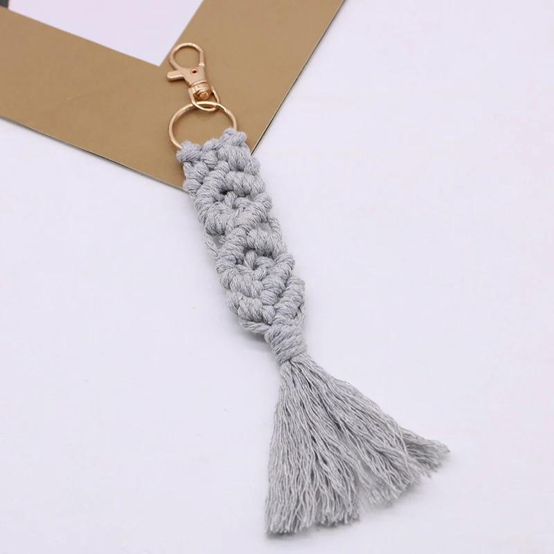 1PC Cotton Rope Handwoven Tassel Keychain Car Key Fob Bag Pendant Handbag Decorations Bag Parts Accessories