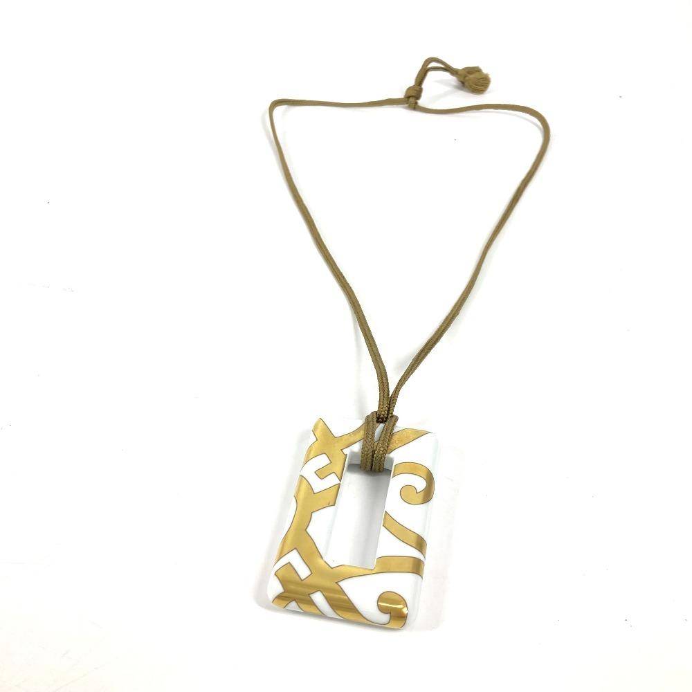 HERMES Accessories Pottery Necklace Porcelain White