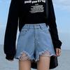 Женские летние джинсовые шорты А-силуэта с рваным краем 2022 - Свободный крой, необработанный край, трендовый стиль горячей девушки