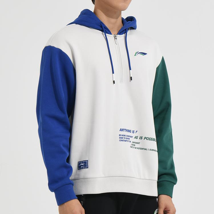 Толстовка с капюшоном Li Ning Badminton Series с тремя цветными буквами и принтом, толстовка с длинным рукавом, цвет Glacier-Gray AWDSD49-1