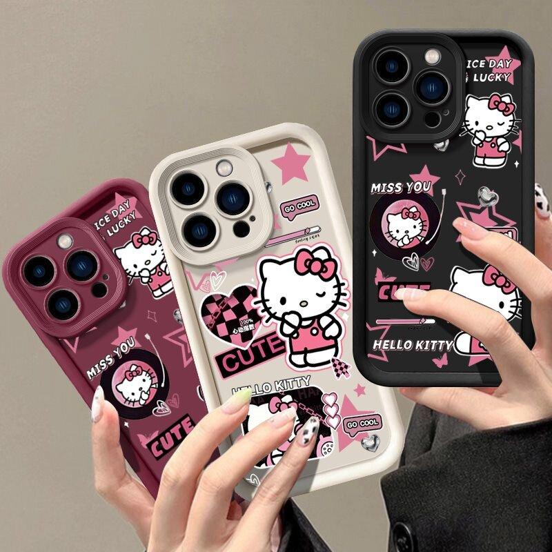 Милый Чехол-Граммофон Hello Kitty Для Google Pixel 7 8 9 Pro 7A 8A 5G 9 Pro XL Мягкий Силиконовый Y2K Ударопрочный Розовый Чехол