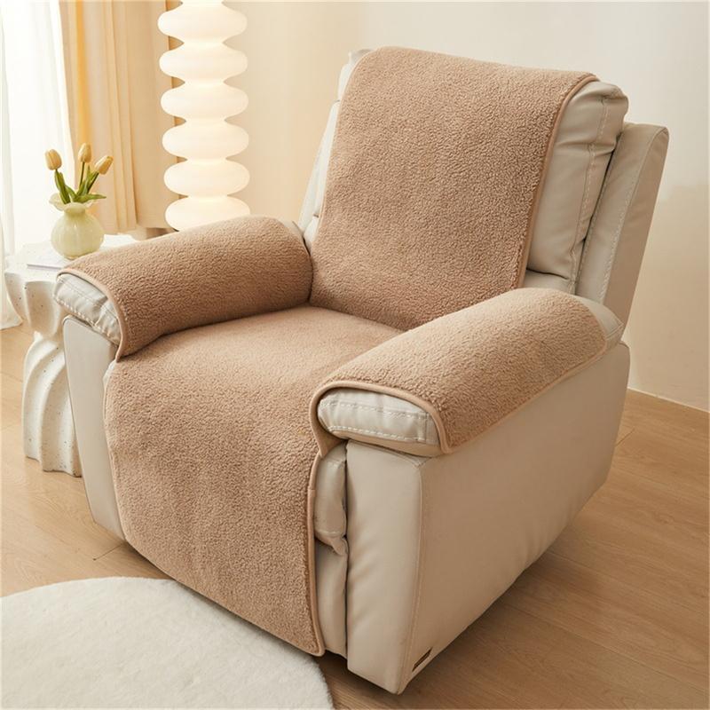 Thick Lamb Plush Recliner Sofa Mat Solid Color Soft Sofa Covers Living Room Pet Kids Non-Slip Couch Protector Armchair Slipcover