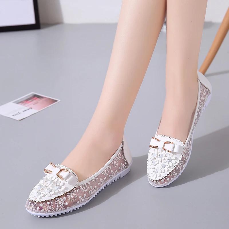 Spring Women's Flat Shoes Fashion Breathable Mesh Pionted Toe Ballet Flats for Women Outdoor Ladies Light Casual Walking Shoes