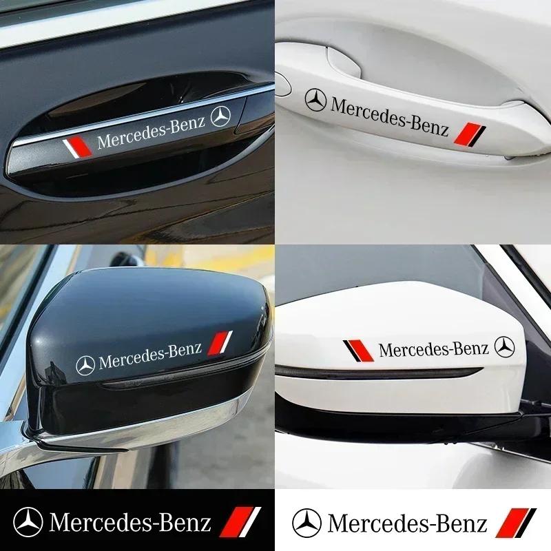 IOUX2 4PCS Car Styling Door Handle Decoration Stickers DecalsFor Mercedes Benz B/C/E/S Class A Class C200L GLC GLE CLA accessories
