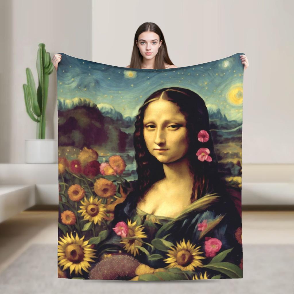 Funny Toilet Paper Mona Lisa Blankets Spring Warm Cozy Bedding Throws For Adults Living Room Flannel Bedspread Bed Cover