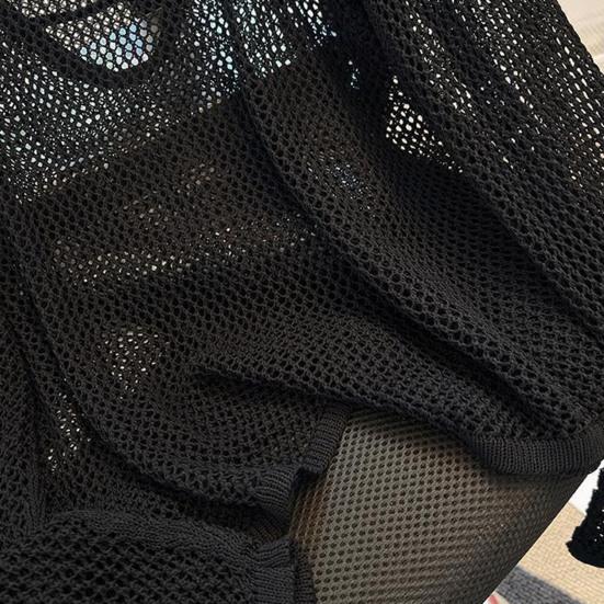 Женские топы-накидки с V-образным вырезом, воротником на бретелях, длинным рукавом, летние солнцезащитные топы, однотонная рубашка с ажурным дизайном, непромокаемая рубашка