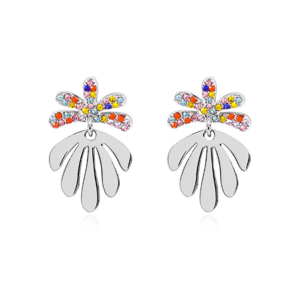 American Dainty European Style Leaf Earrings Gold And Silver Studs Alloy