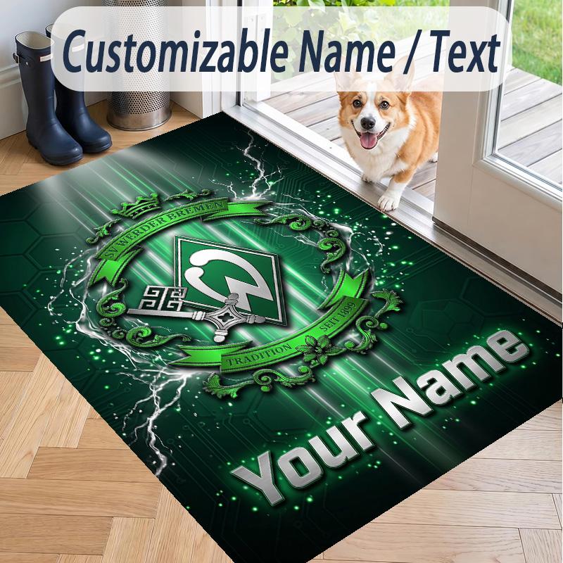 Custom Text Printed Rug Werder Bremen FC Non Slip Floor Carpet For Home Room Decor