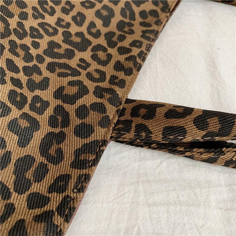 Vintage Leopard Shoulder Bag Women's Canvas Bag Large Capacity Tote Bag