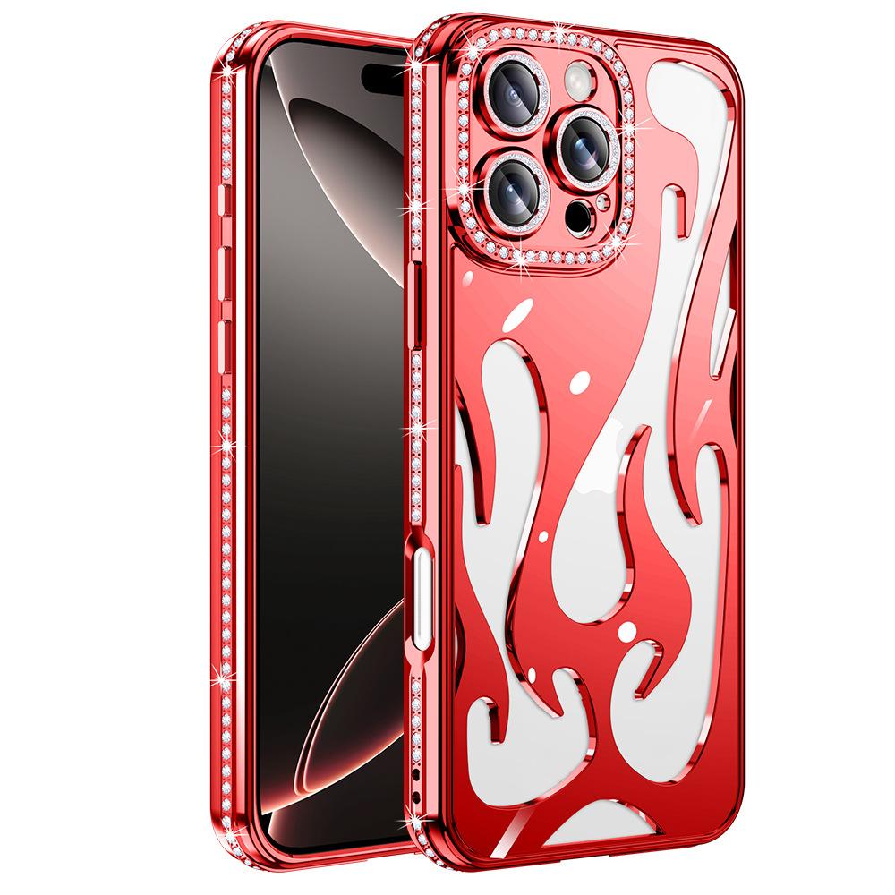 Кейс для отвода тепла Flame Hollow для Apple 16promax Чехол для телефона для iPhone 15 Стразы 14 Противоударный защитный чехол