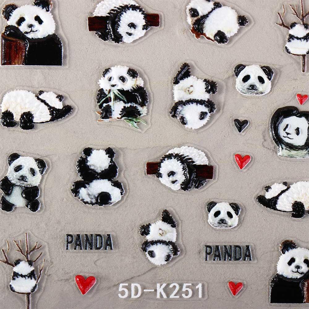 Наклейки для ногтей с пандой, мультяшные аксессуары для ногтей, рельефные наклейки для ногтей, подарок