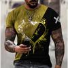 New Loose Casual Men's T-shirt with Heart-shaped Short Sleeved 3D Printed T-shirt