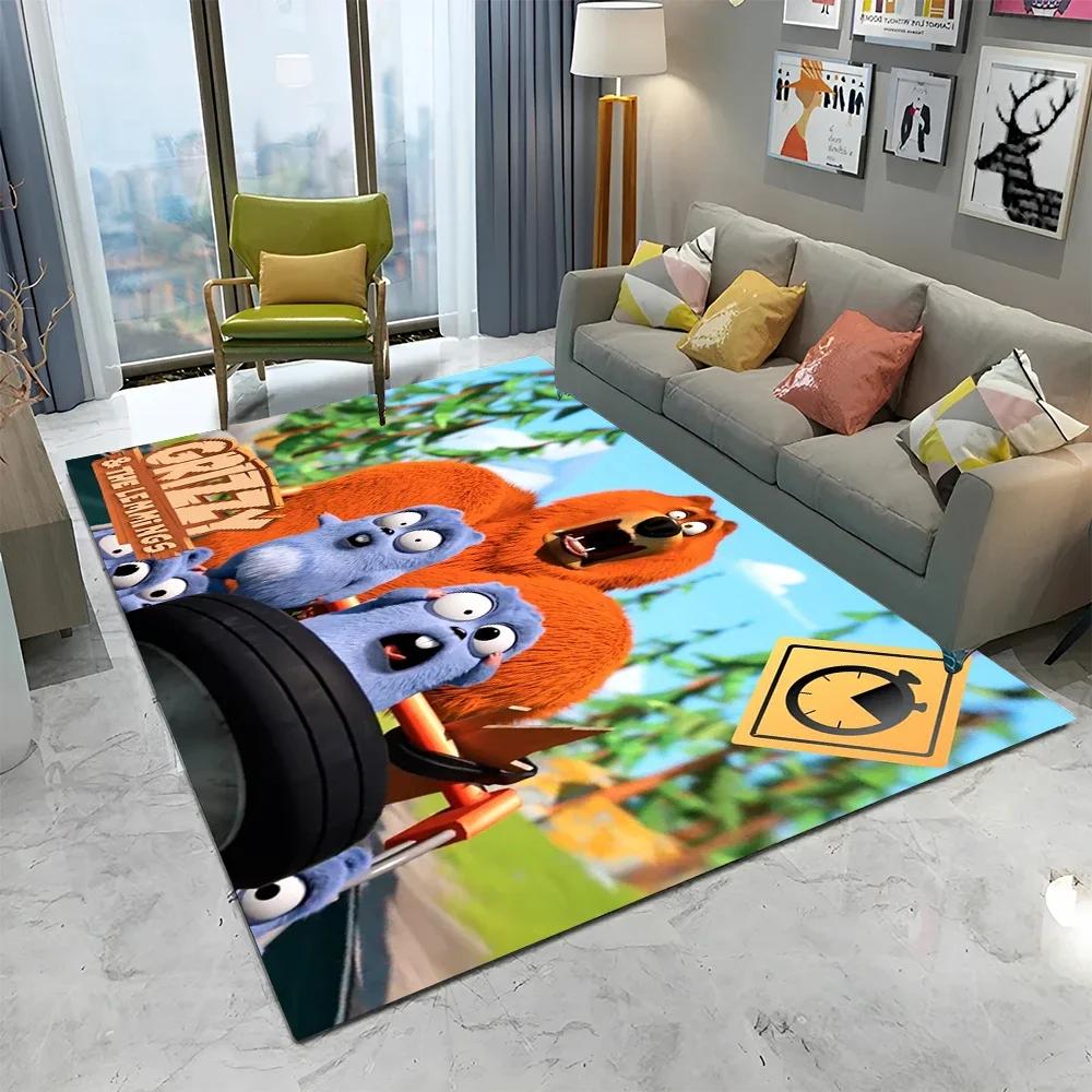 3D Grizzy and The Lemmings Cartoon Carpet Rug для дома, гостиной, спальни, дивана, коврика для двери, детский коврик, нескользящий напольный коврик