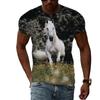 Summer Men Cool Style Horse Graphic T Shirts Fashion Personality Animal Pattern Printing T-shirt Hip Hop Harajuku Casual T-shirt