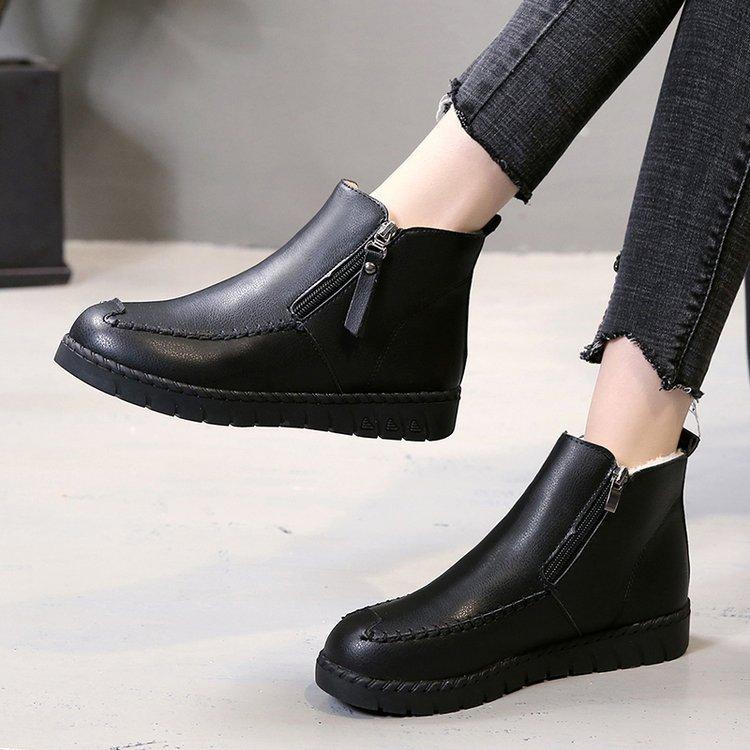 Shoes Woman Winter Warm Fur Ankle Boots For Women Snow Boots Leather Sneakers Black Fur Snow Shoes Female Booties 412