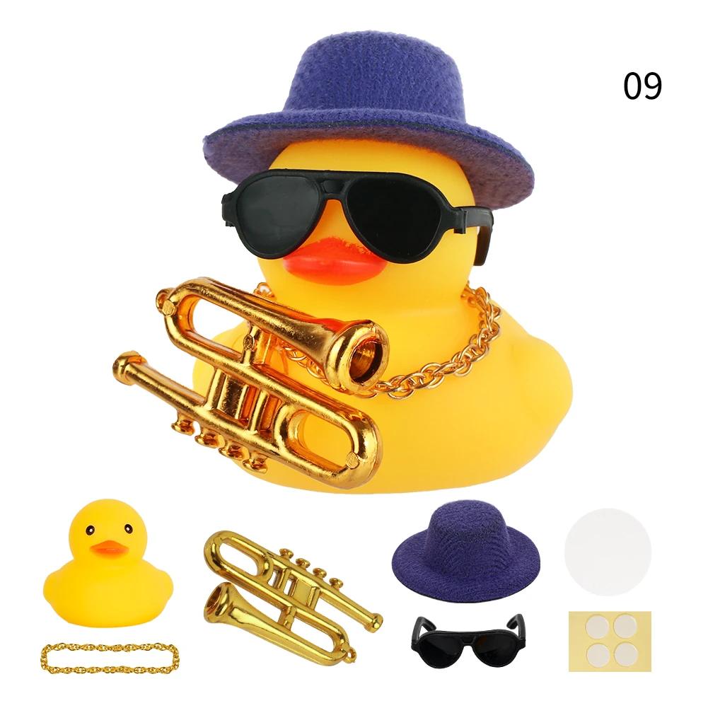 Миниатюрная резиновая уточка, украшения для автомобиля, приборная панель, декор интерьера, ковбойская шляпа, утка с шарфом, солнцезащитные очки, детские игрушки, подарки, автомобильные аксессуары