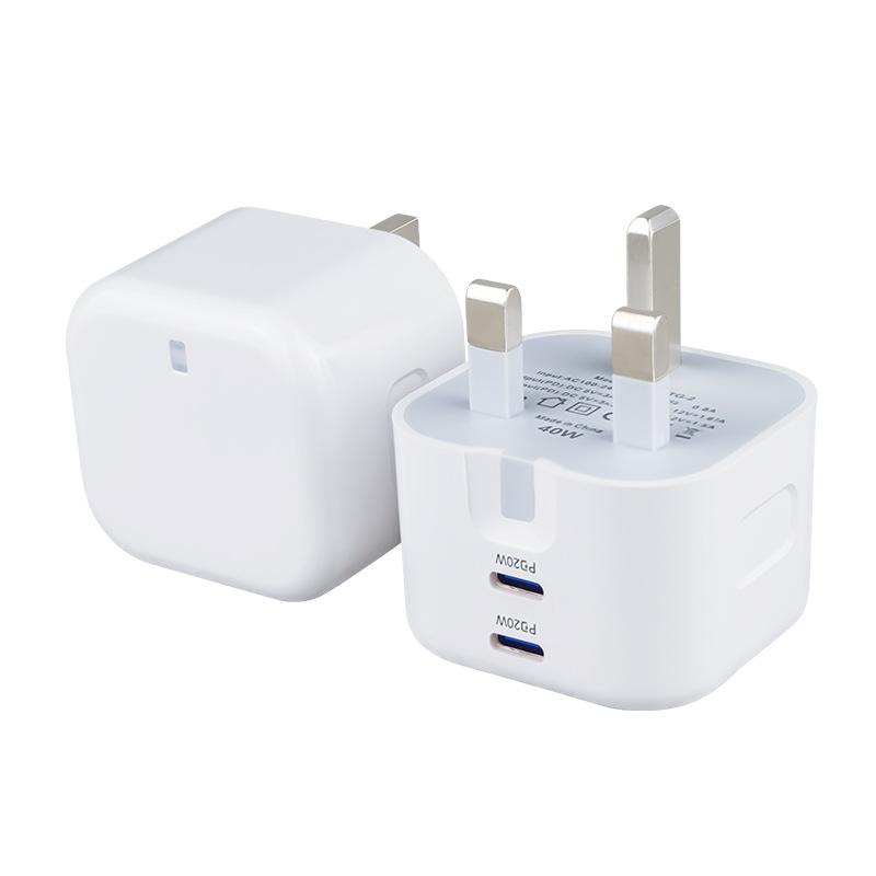 Новое двойное зарядное устройство для мобильного телефона с быстрой зарядкой PD20W британского стандарта, двухпортовое PD20W с индикатором, головка для быстрой зарядки