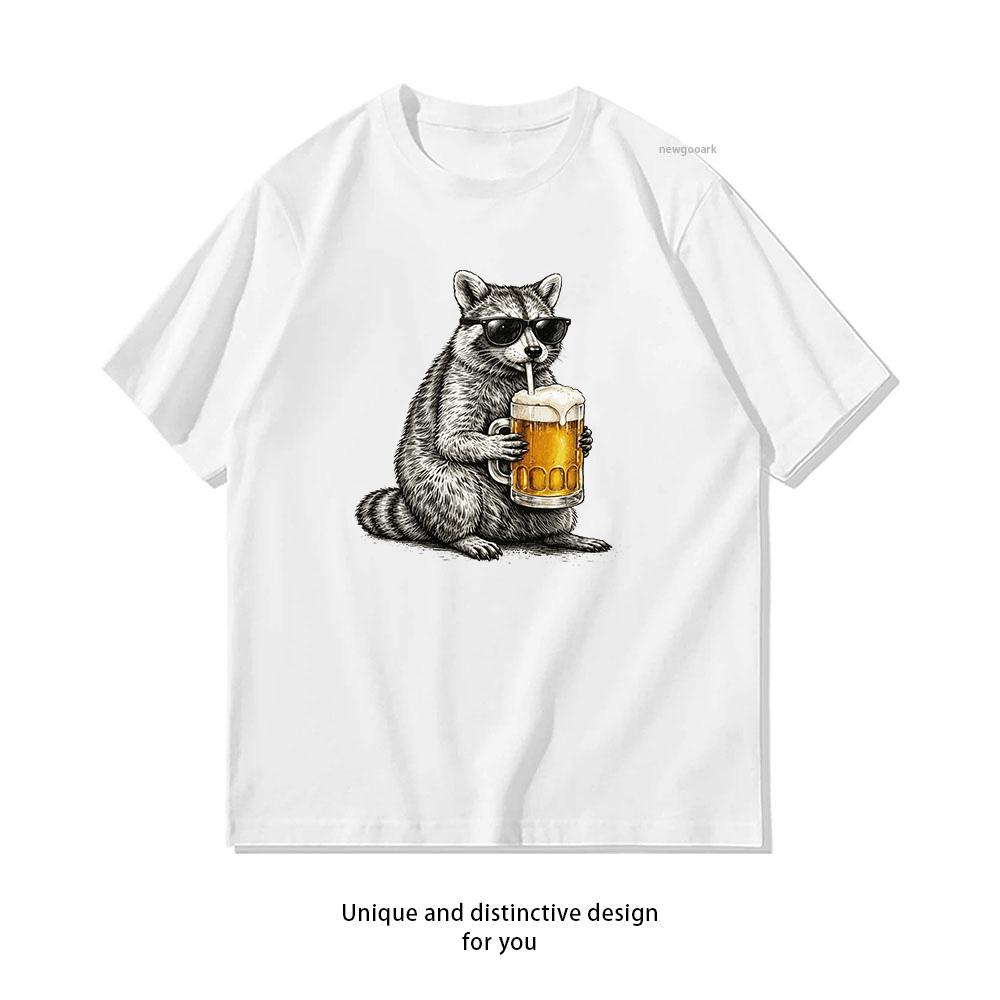 Raccoon Beer Cool Raccoon Beer Shirt Woman Man Summer Cotton Graphic T Shirts Adult Streetwear Camisetas Tops Breathable Simple