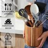 360° Rotatable Kitchen Utensil Holder Wooden Large Fork Organizer Cutlery Rack  Spoons Organizer