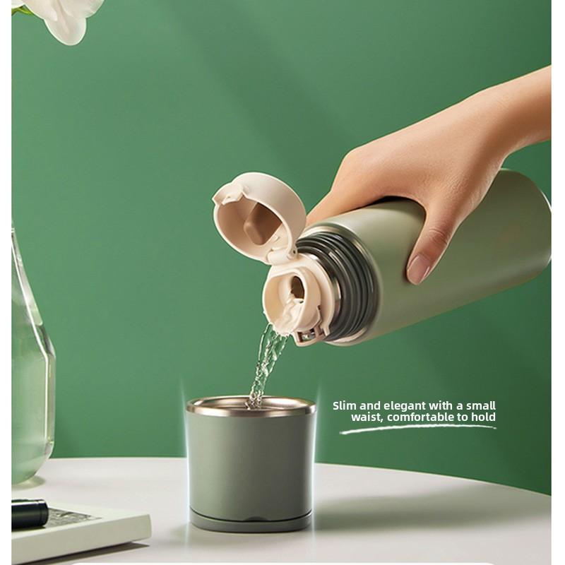 Stainless Steel Large Capacity Vacuum Insulated Water Bottle with 2-in-1 Cup Lid for Adults, Kids, Women, and Students