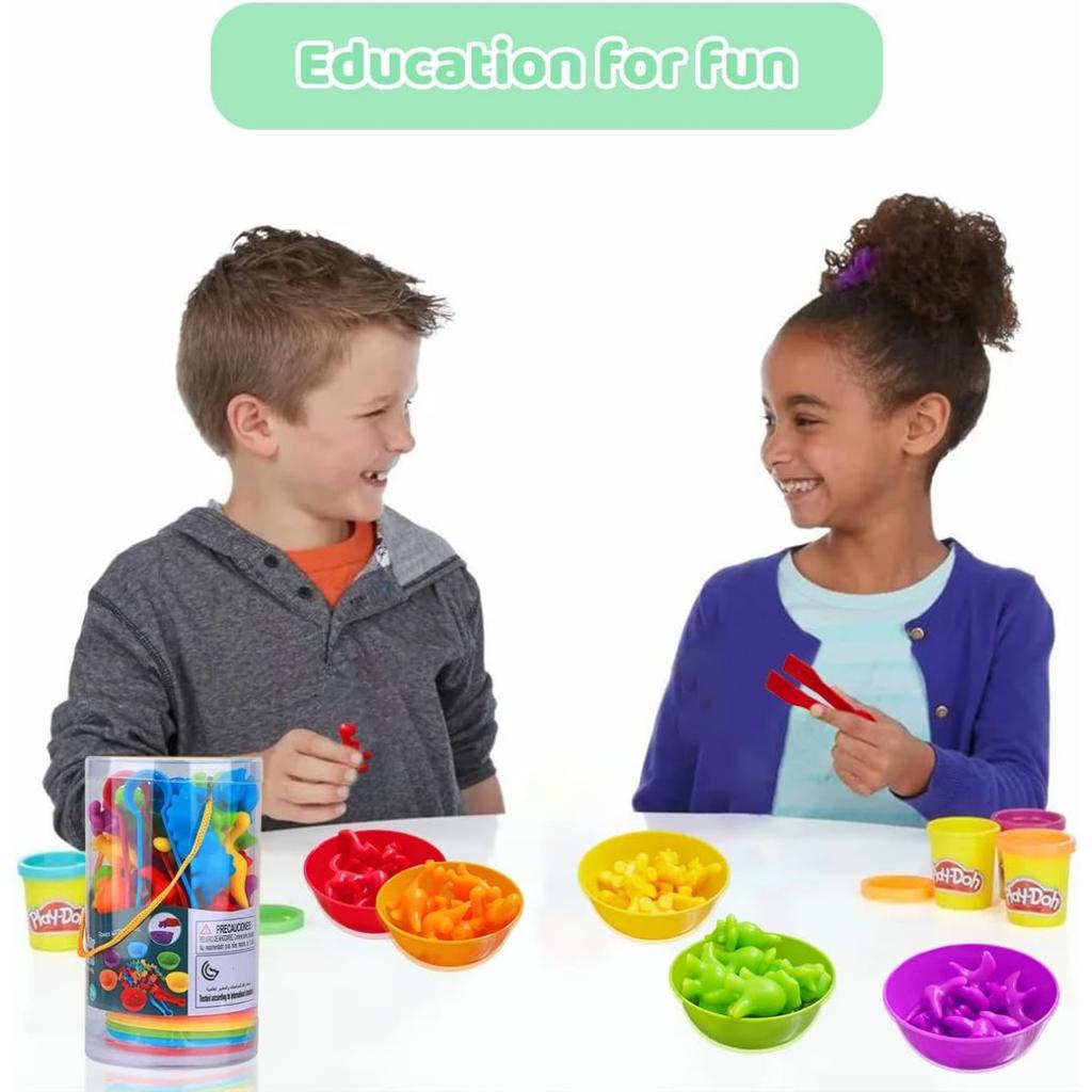 Игрушки от 3 лет, игрушки Монтессори от 3 лет, игрушка для распознавания цветов подсчета динозавров с подходящими чашками и пинцетом, цвета для развития мелкой моторики