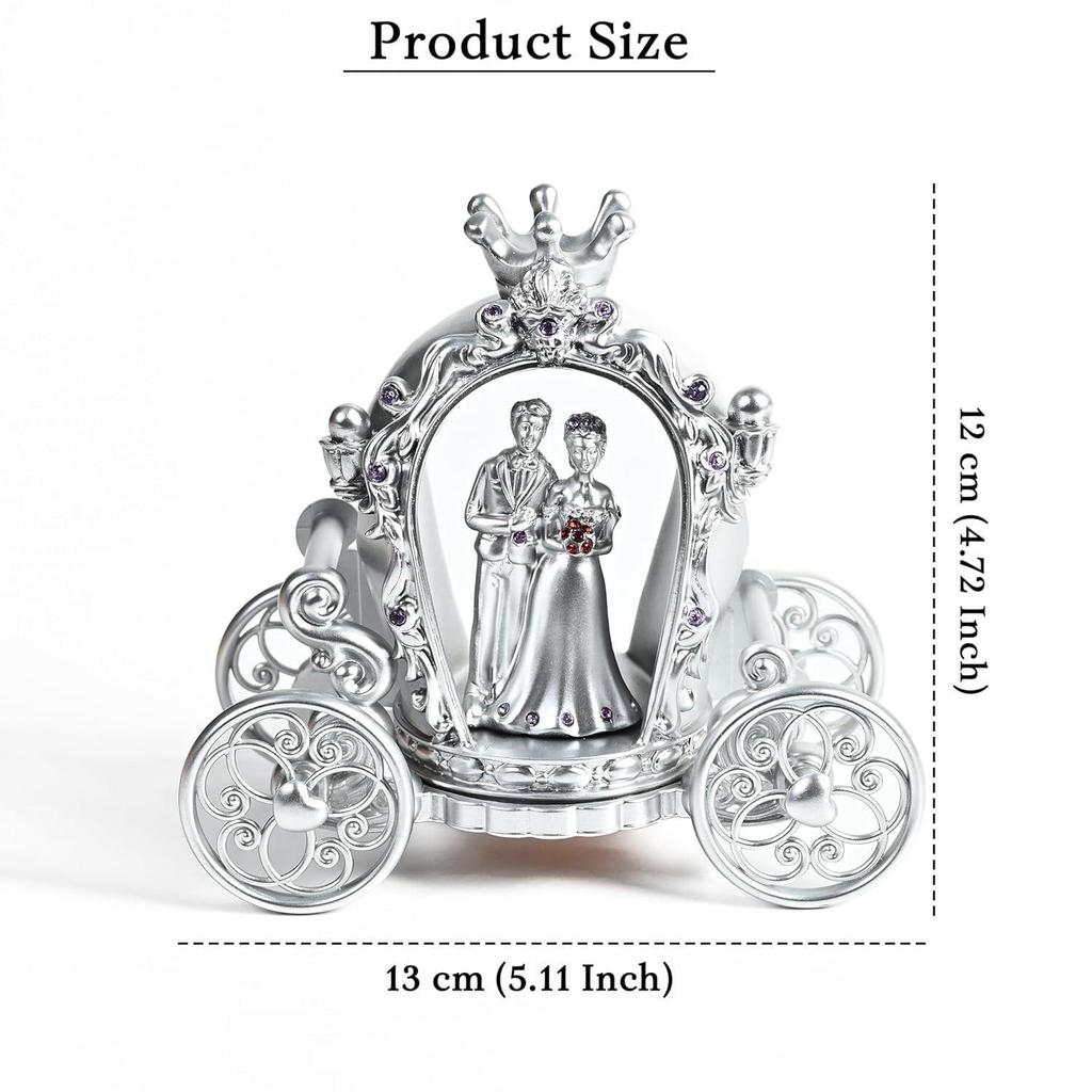 Серебряная отделка, парная статуэтка с тележкой | Статуэтка любви для помолвки, свадьбы, Дня святого Валентина, годовщины, подарков на день рождения | Элегантный домашний декор